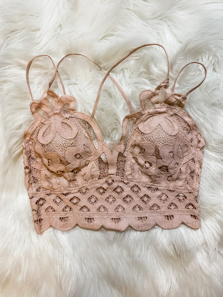Bralette Lace Crochet Blush